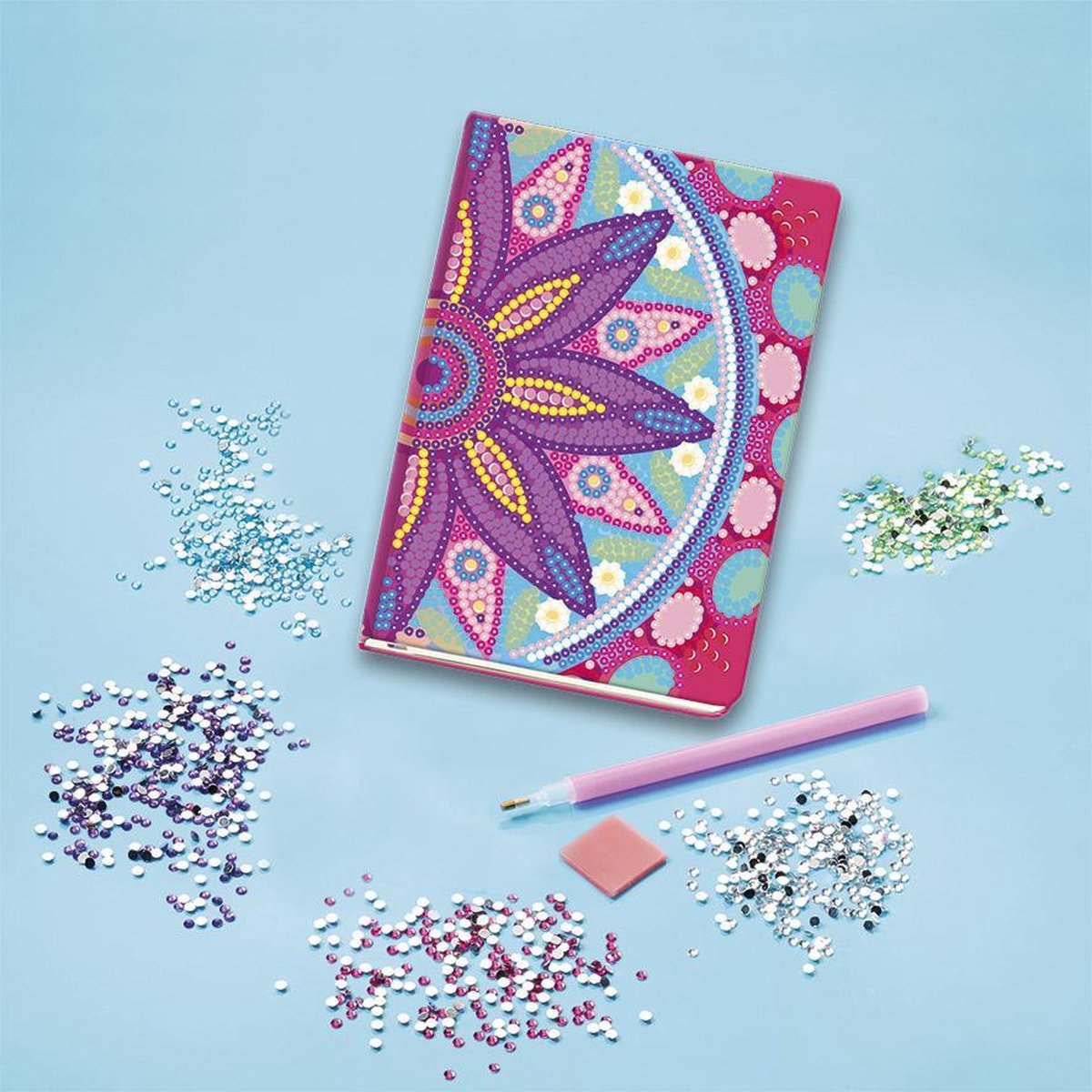DCIDBEI Notitieboeken diamant schilderij notitieboek A5 Diamond Painting Journal boek diamant knutselset volwassenen bloemen blauw dagboek meisjes schetsboek A5 schilderen op nummer kinderen vrije