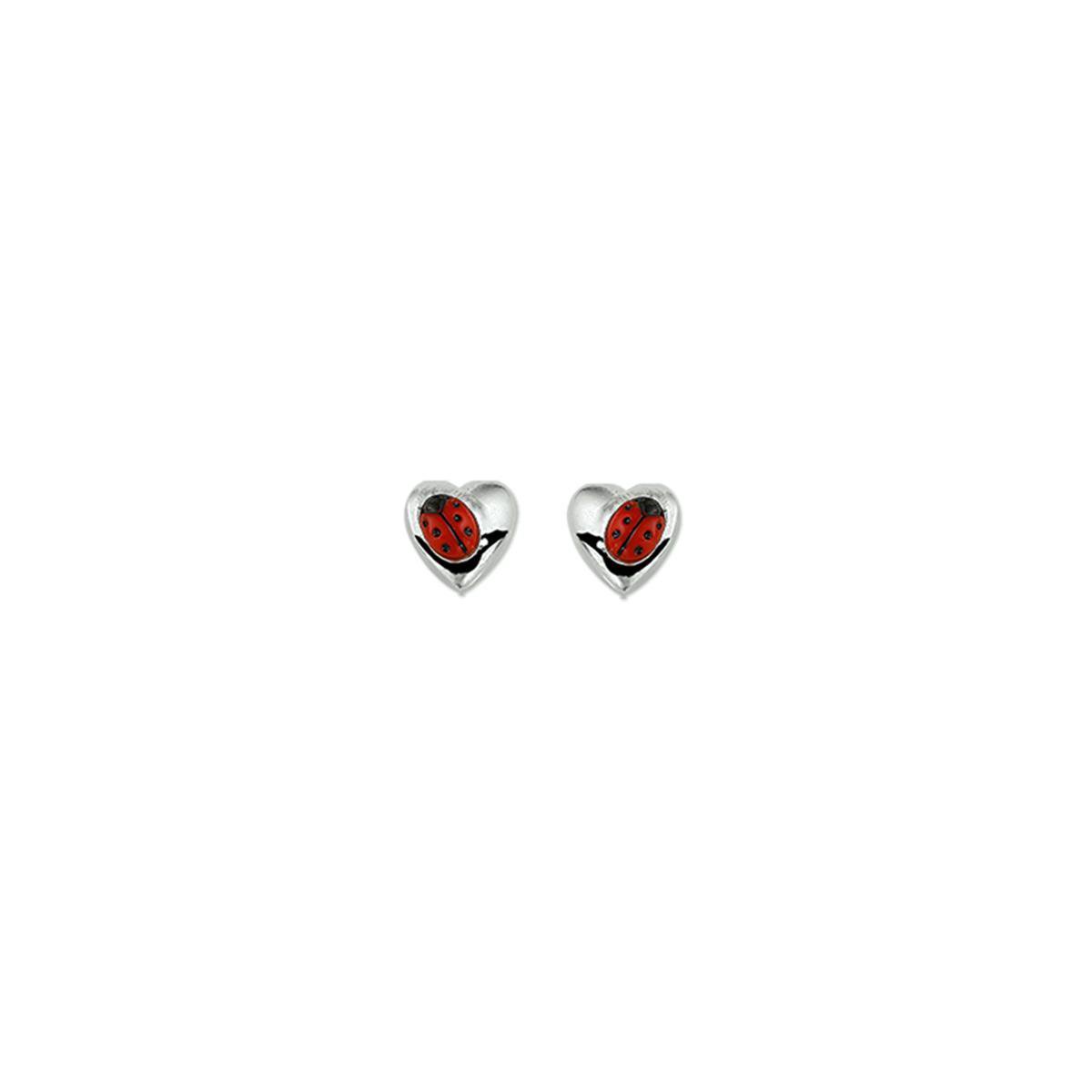 TFT Oorknoppen Hart Lieveheersbeestje Zilver Gerhodineerd Glanzend 3 mm x 4 mm