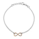 The Fashion Jewelry Collection Armband Infinity 2,1 mm 17 + 2 cm - Rosékleurig infinity symbool