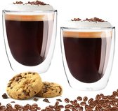 Luxe Dubbelwandige Koffieglazen - Latte Macchiato Glazen - Cappuccino Glazen - 300 ML - Set Van 2