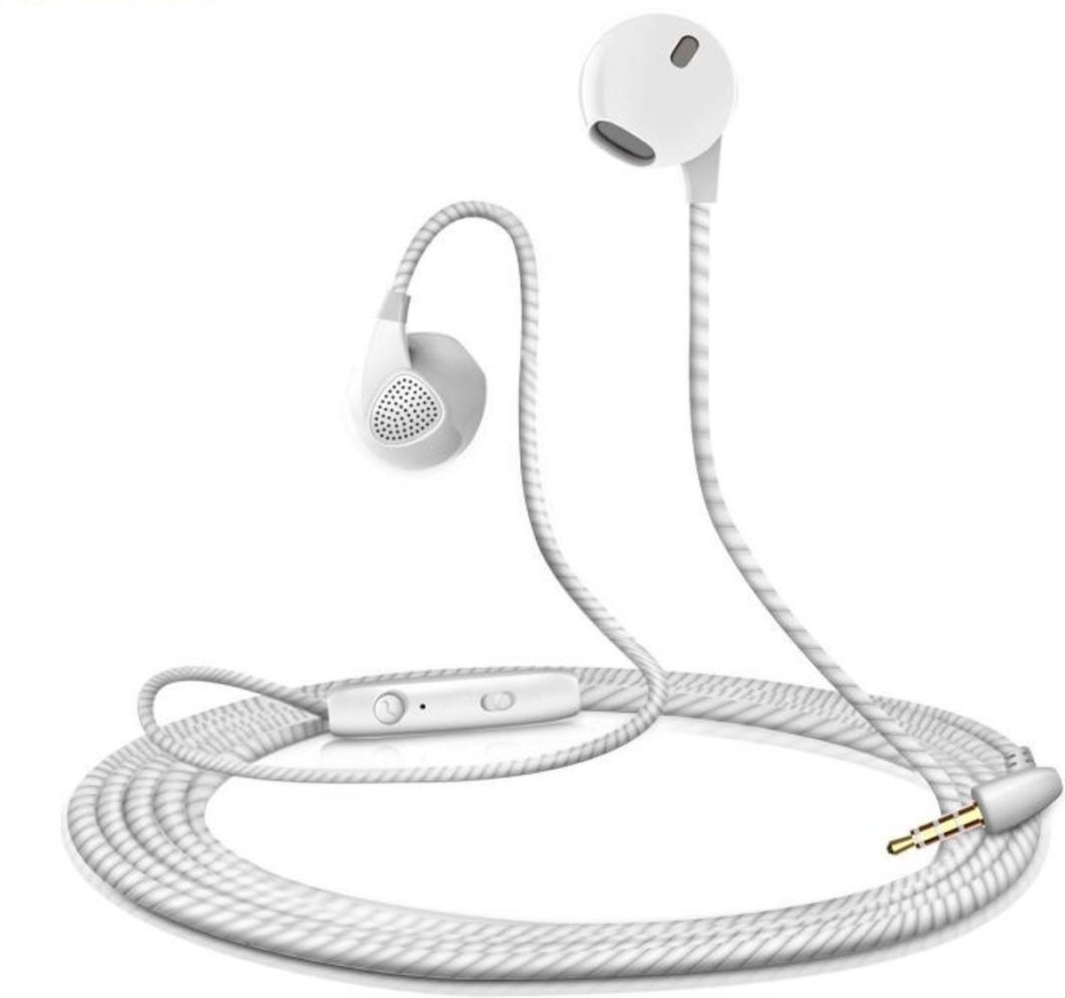 DrPhone V2 In-Ear Oordopjes - Android & IOS Geluidsisolerende Oortelefoon met BASS - Stereo Koptelefoon met Afstandsbediening & Microfoon - Wit
