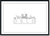 Poster - City Skyline Oslo - 30 X 40 Cm - Zwart En Wit