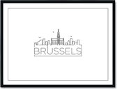 Poster - City Skyline Brussel - 30 X 40 Cm - Zwart En Wit