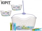 Kipit® - Wasknijpermandje + Wasknijpers set - Knijpers 24 stuks - Wasknijperzakje - Wasknijpers Plastic voor Drooglijn