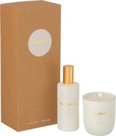 J-Line Doos Huisparfum+Geurkaars Happiness Floral Mist 100Ml Wit-30U