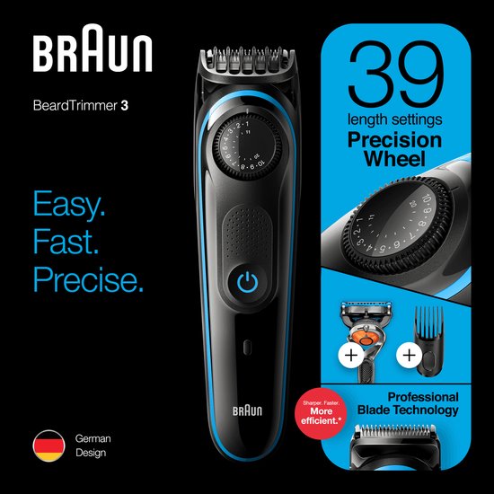 Braun BT3240 Zwart/Blauw - Baardtrimmer