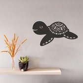 Wanddecoratie - Schildpad - Hout - Wall Art - Muurdecoratie - Zwart - 49 x 27 cm