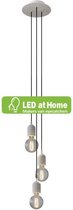 LEDatHOME - 3-licht hanglamp met 200 mm ronde Rose-One, met stoffen kabel en betonnen afwerkingen - Inclusief Dimbare LED lampen.