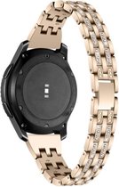 Smartwatch bandje - Geschikt voor Samsung Galaxy Watch 3 41mm, Active 2, 20mm horlogebandje - RVS metaal - Fungus - Diamant - Champagne