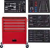 AREBOS Chariot d'atelier Chariot à outils avec 4 tiroirs 1 armoire & Outils incl