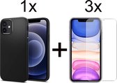 iParadise iPhone 13 Pro Max hoesje zwart case siliconen hoes cover hoesjes - 3x iPhone 13 Pro Max Screenprotector