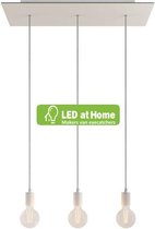 LEDatHOME - 3-lichts hanglamp met 675 mm rechthoekige XXL Rose-One, met stoffen kabel en metalen afwerkingen - Inclusief Dimbare LED lampen.