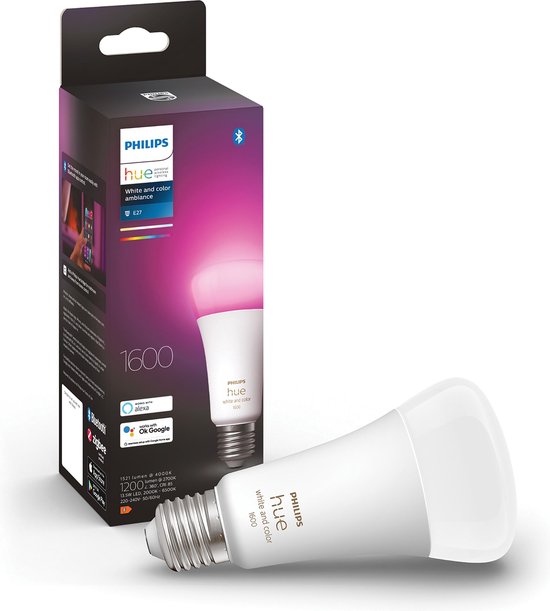 Philips Hue White and Color ambiance A67 - Ampoule connectée E27 - 1600, LED, E27, 2000 K, 6500 K, 15 W, 25000 h
