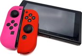 Siliconen Joy-Con Controller Hoesjes | Beschermhoes Skin | Geschikt voor Nintendo Switch & Lite | Softcover Case | Grip | Roze/Rood