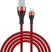 ADC-001 3A USB naar 8-pins geweven snellaaddatakabel, lengte: 2m (rood)