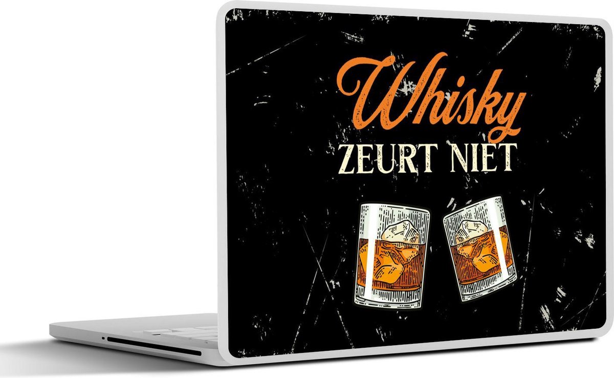 Laptop sticker - 10.1 inch - Whisky - Glazen - Spreuken bordjes - 25x18cm - Laptopstickers - Laptop skin - Cover - Cadeau voor man