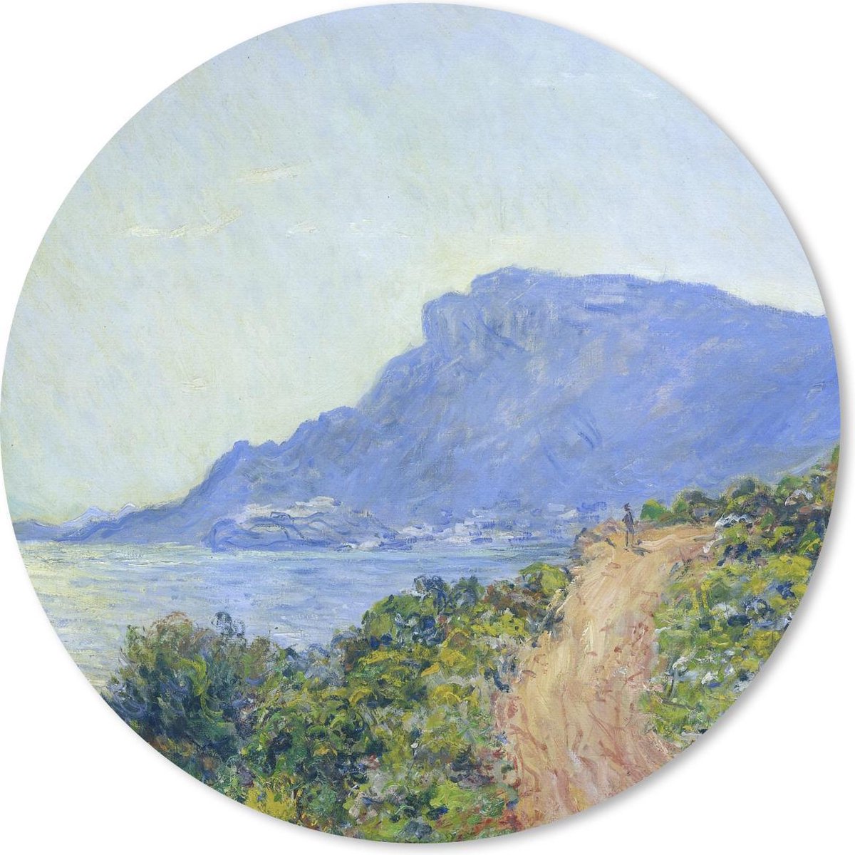 Muismat rond 40x40 cm - Mousepad La Corniche bij Monaco - Claude Monet - Ronde muismatten