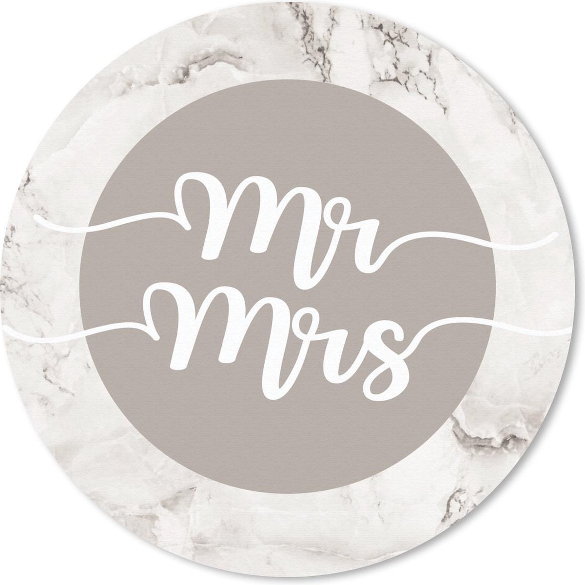 Muismat rond 40x40 cm - Mousepad Mr Mrs - Spreuken - Quotes - Trouwen - Ronde muismatten