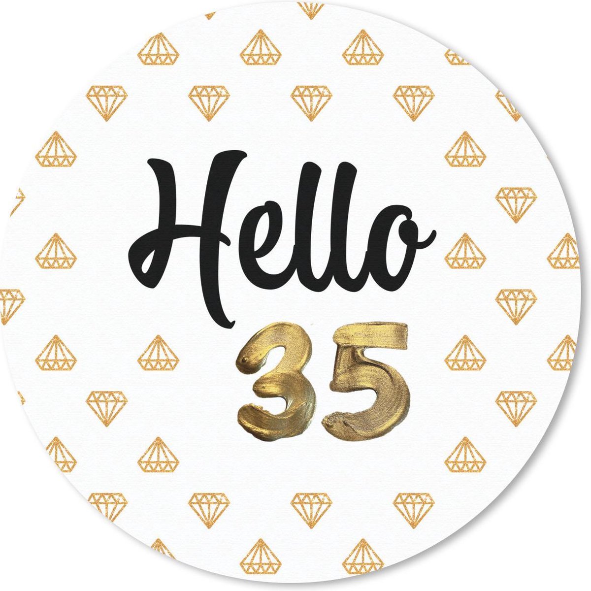 Muismat rond 30x30 cm - Mousepad Jubileum - Diamant - 35 jaar - Ronde muismatten
