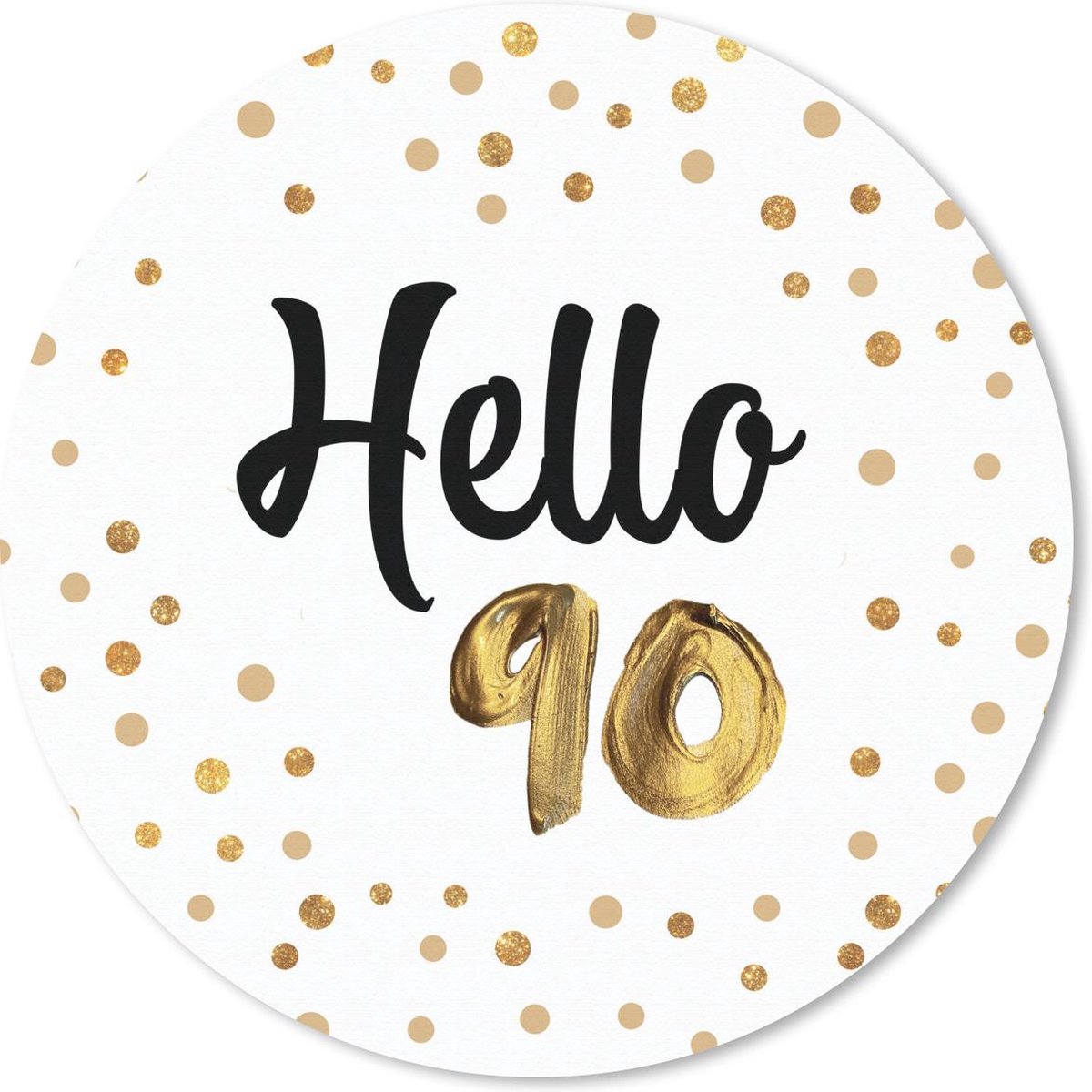 Muismat rond 20x20 cm - Mousepad Jubileum - 90 jaar - Stip - Ronde muismatten