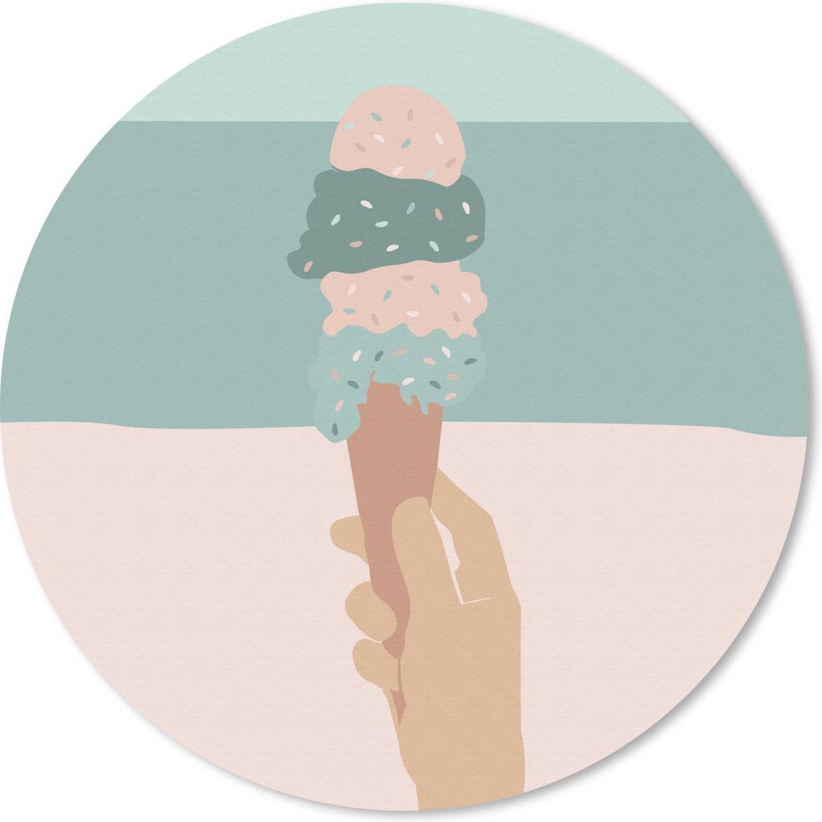 Muismat rond 20x20 cm - Mousepad Zomer - IJs - Blauw - Ronde muismatten