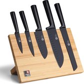 Richardson Sheffield- Nox- Bloc à couteaux en bambou 5 pièces avec couteaux noirs