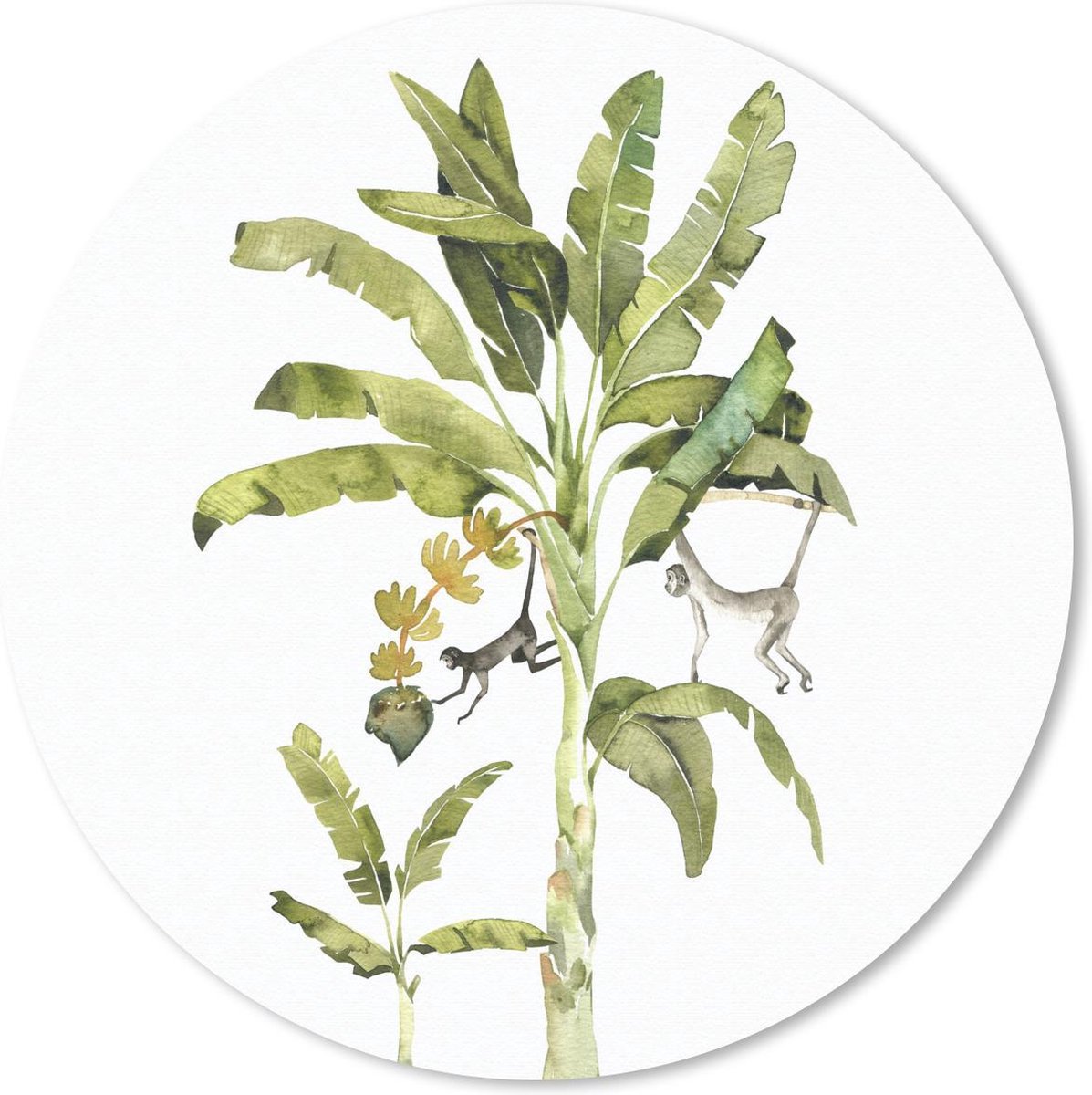 Muismat rond 50x50 cm - Mousepad Jungle - Palmboom - Aap - Ronde muismatten