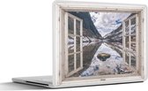 Autocollant pour ordinateur portable - 14 pouces - Vue à travers - Montagnes - Pierre - 32x5x23x5cm - Autocollants pour ordinateur portable - Peau d'ordinateur portable - Couverture