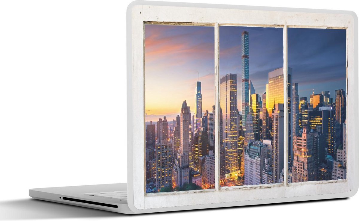 Laptop sticker - 15.6 inch - New York - Doorkijk - Skyline - 36x27,5cm - Laptopstickers - Laptop skin - Cover