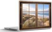 Laptop sticker - 13.3 inch - Doorkijk - Strand - Hout - 31x22,5cm - Laptopstickers - Laptop skin - Cover