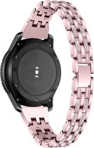 Fungus - Smartwatch bandje - Geschikt voor Samsung Galaxy Watch 3 45mm, Gear S3, Huawei Watch GT 2 46mm, Garmin Vivoactive 4, 22mm horlogebandje - Metaal - Diamant - Roze