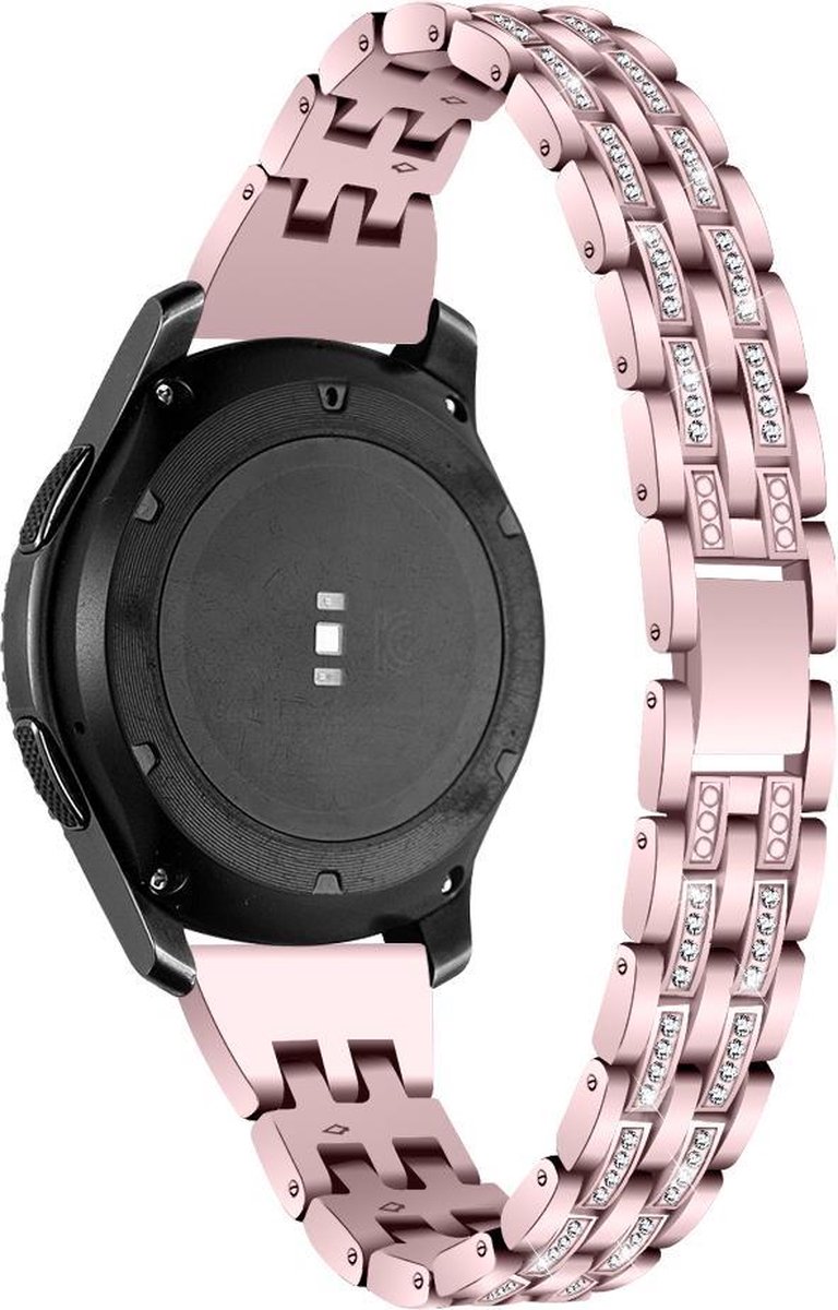 Fungus - Smartwatch bandje - Geschikt voor Samsung Galaxy Watch 3 45mm, Gear S3, Huawei Watch GT 2 46mm, Garmin Vivoactive 4, 22mm horlogebandje - Metaal - Diamant - Roze