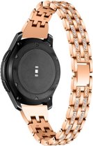 Smartwatch bandje - Geschikt voor Samsung Galaxy Watch 3 45mm, Gear S3, Huawei Watch GT 2 46mm, Garmin Vivoactive 4, 22mm horlogebandje - RVS metaal - Fungus - Diamant - Rosegoud