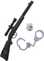 Accessoireset politie 3-delig (geweer, badge, handboeien)