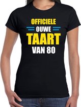Ouwe taart 80 jaar verjaardag cadeau t-shirt zwart - dames - 80e verjaardag kado shirt / outfit S