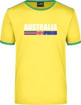 Australia supporter geel/groen ringer t-shirt Australie met vlag - heren - Australie landen shirt - supporter kleding / EK/WK L