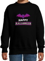 Halloween - Vleermuis / happy halloween verkleed sweater zwart - kinderen - horror trui / kleding / kostuum 12-13 jaar (152/164)