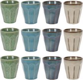 Set de 12 x tasses/tasses à café en porcelaine colorée de luxe 250 ml - Tasses/tasses en porcelaine