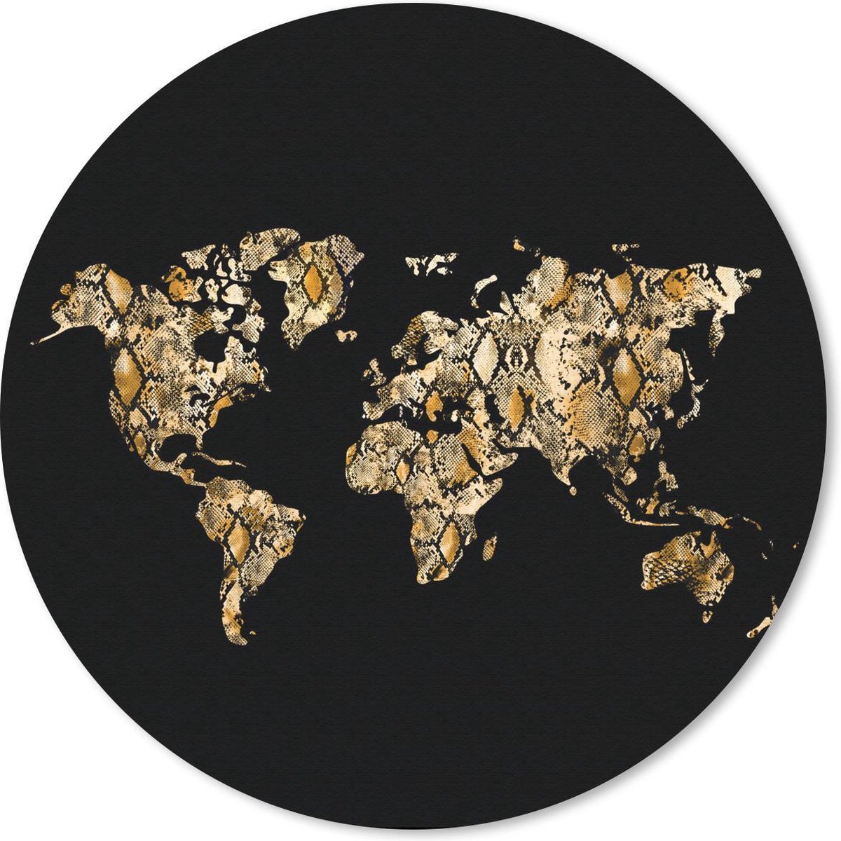 Muismat rond 40x40 cm - Mousepad Kaart - Wereld - Slang - Design - Ronde muismatten