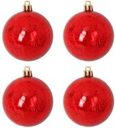Set van 4 Rode PVC kerstballen 8 cm