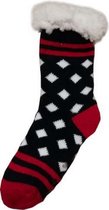 Kinder Winter sokken Blauwe met Witte Ruitjes en Rode strepen Maat 27-31