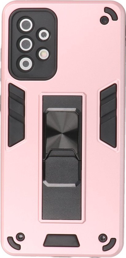 Coque pour Samsung Galaxy A72 5G - Coque rigide Tough Armor - Coque pour téléphone avec fonction de support - Coque arrière Bestcases - Rose