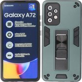 Samsung Galaxy A72 5G Hoesje - Tough Armor Hardcase – Telefoonhoesje Met Standfunctie – Bestcases Backcover - Donker Groen