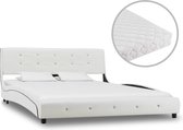 Bed Met Matras Kunstleer Wit 90X200 Cm