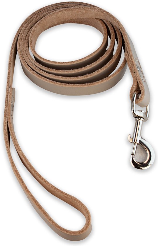 Laisse pour chien - 140cm - grise avec laisse noire - laisse pour chien en cuir avec surpiqûres - 100% cuir pleine fleur - chien