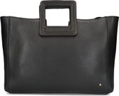 Manfield - Zwarte shopper met vierkant handvat