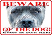 Gevaarlijke Hond....formaat 20x30cm...ondergrond wit...(Beware of the Dog!)....(Wit/rood/zwart+full collor afb.)...Gratis verzending!