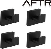 AFTR® Handdoekhaakjes Zwart - 2 Stuks - Badkamer haakje accessoire zwart- Kledinghaak | Mat Zwart | Luxe - Design