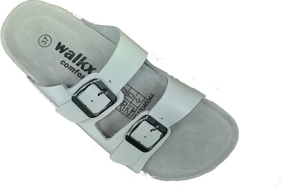 Walkx comfort slippers wit leder, maat 40