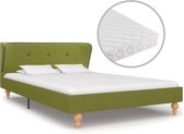 Bed Met Matras Stof Groen 90X200 Cm